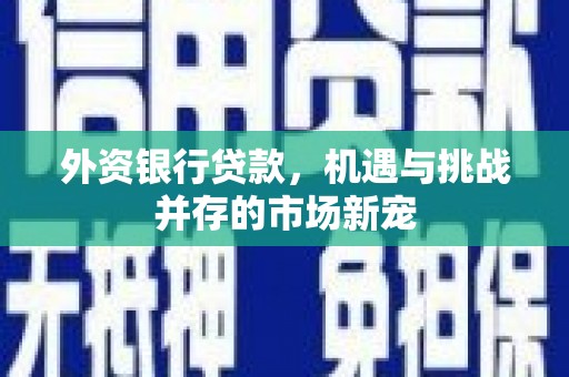 襄汾外资银行贷款，机遇与挑战并存的市场新宠